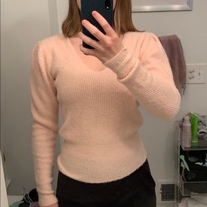 pink v neck sweater